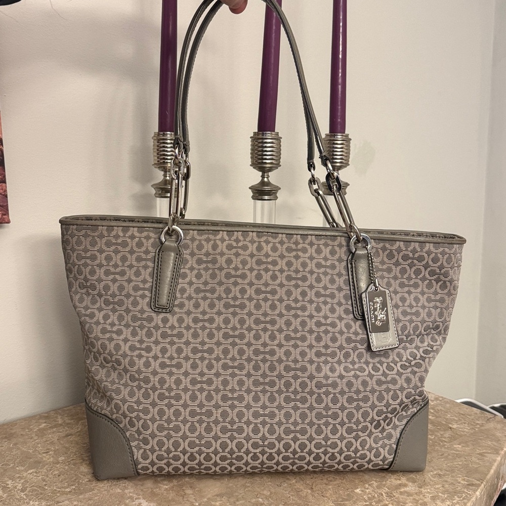 Coach Madison Gray Needlepoint Shoulder Bag - 2014